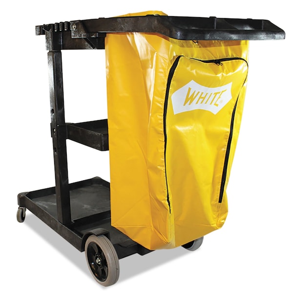 Janitorial Cart, Three-Shelves, 20-1/2w x 48d x 38h, Blue